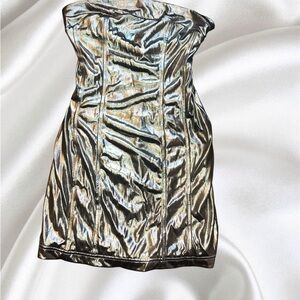 Urban Outfitters Silver Strapless Mini Dress